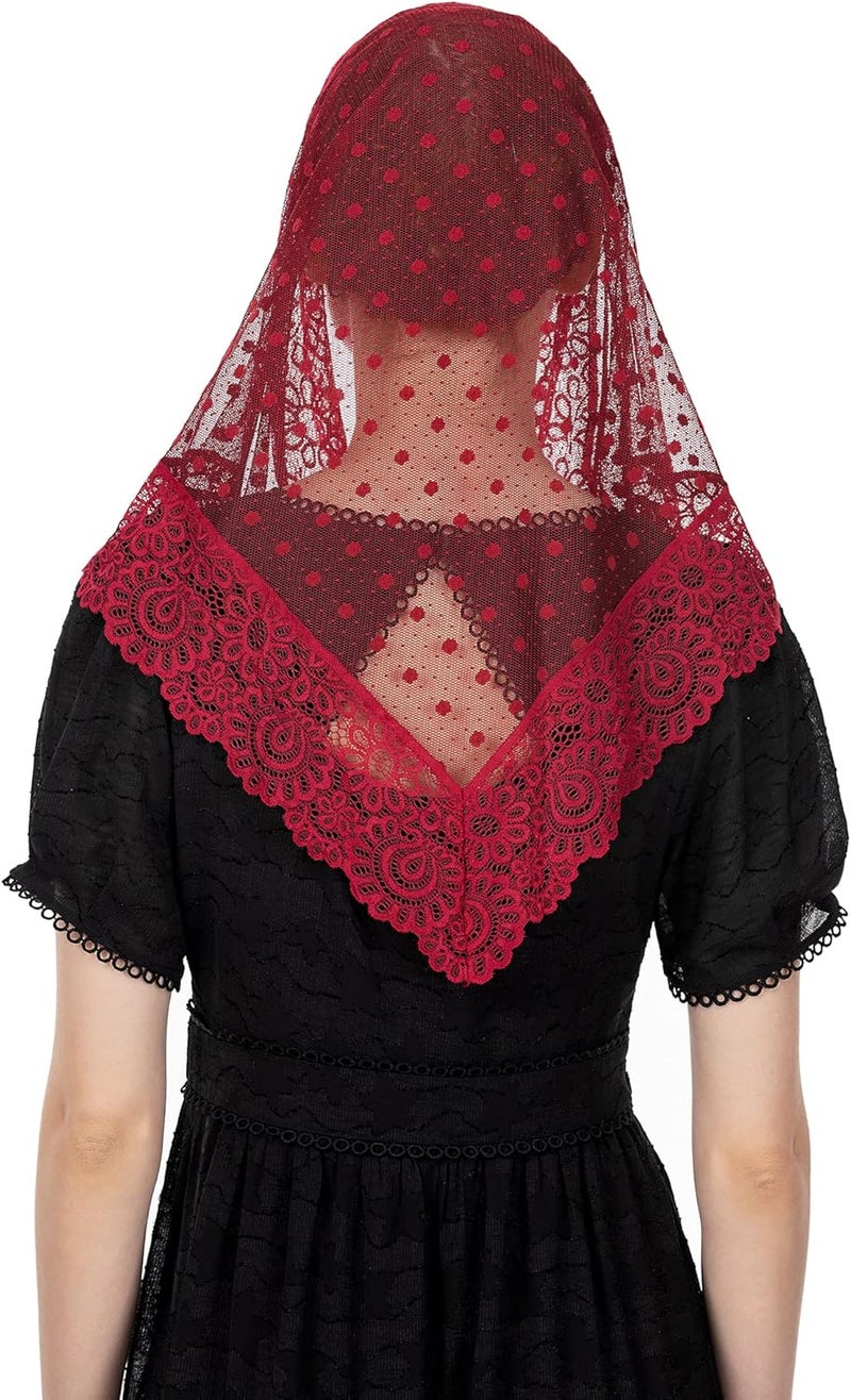 Wgior طرحة كابيل مستوحاة من الطراز القديم على شكل مثلث، غطاء رأس للقداس الكاثوليكي، وشاح مانتيلا للكنيسة - Image 3